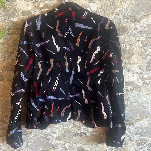 Moschino Jeans Vintage Women’s Blazer Jacket Multicolour Socks Pattern Over - Picture 2 of 6